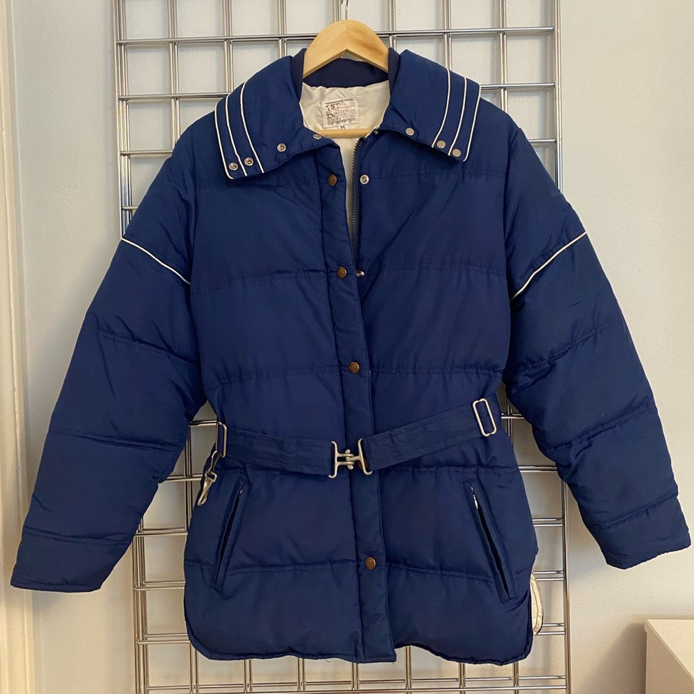 Vintage 1st Down goose down ski jacket with belt